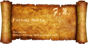Forray Metta névjegykártya