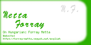 metta forray business card